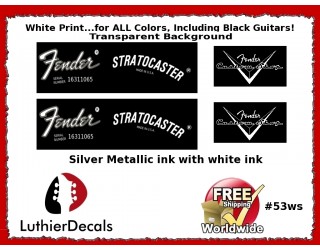 Fender Decal Stratocaster White Guitar Decal #53ws